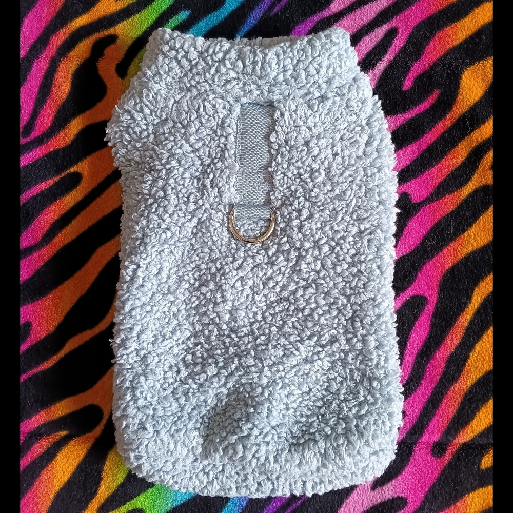 🩵*4/$15* Fuzzy Blue Faux Fleece Dog Sweater Jacket Coat Small Pet Winter